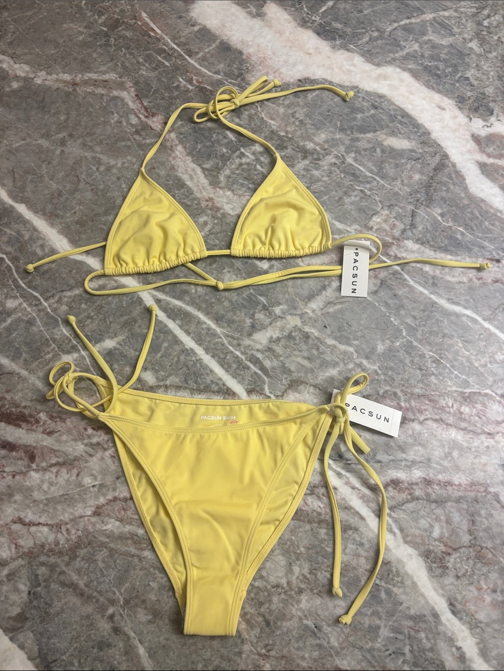 PacSun Yellow Tie-Side Triangle Bikini Set